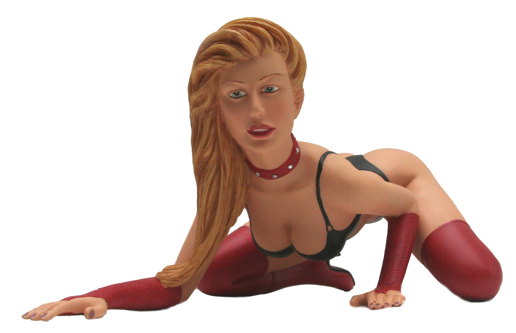 Erotikfigur (Tischdeko)  "Joy" im schwarzem Dessous, kniend 38cm